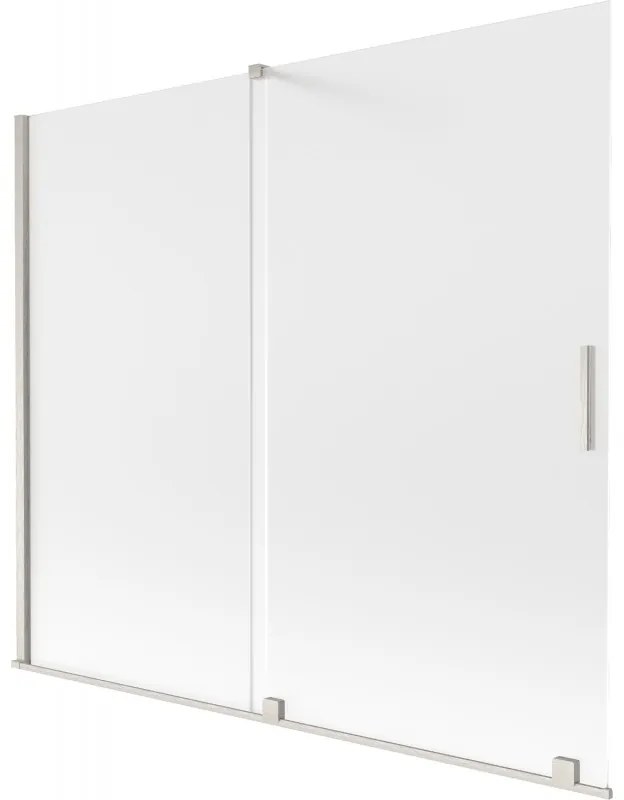 Mexen Velar, 2-krídlová posuvná vaňová zástena 180 x 150 cm, 8mm sklo námraza, brúsená oceľ, 896-180-000-31-97