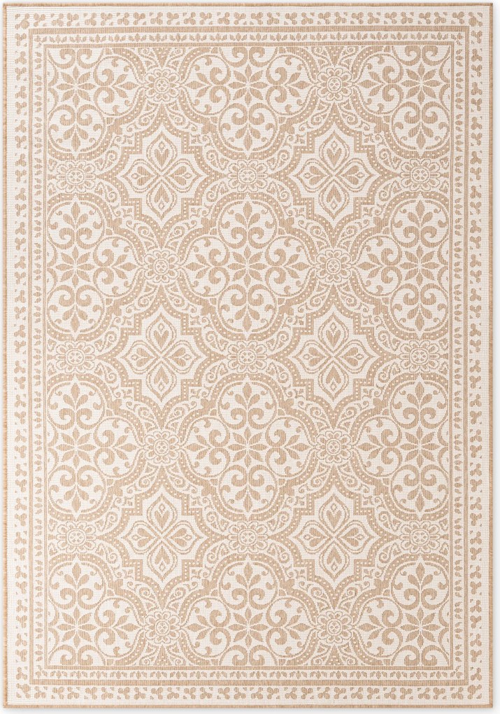 AKCIA: 200x290 cm Kusový koberec Duet Rosel 106252 Beige/White - na von aj na doma, béžová, chodba / predsieň, NORTHRUGS