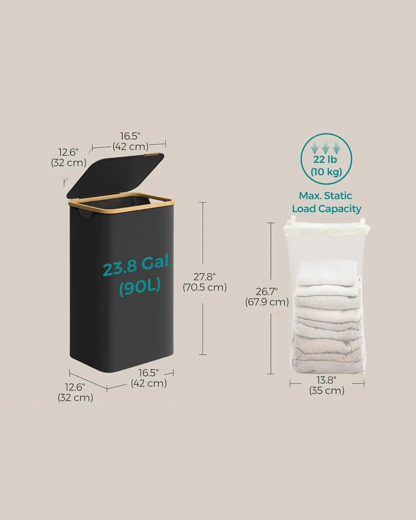 Koš na prádlo Leslie 90 L černý