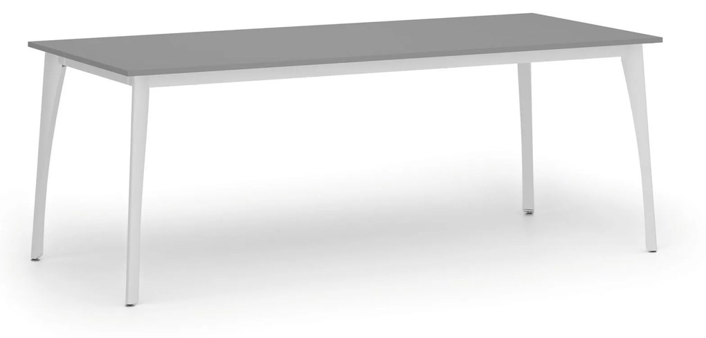 Rokovací stôl PRIMO OMEGA, 2000 x 900 mm, biela podnož, grafit