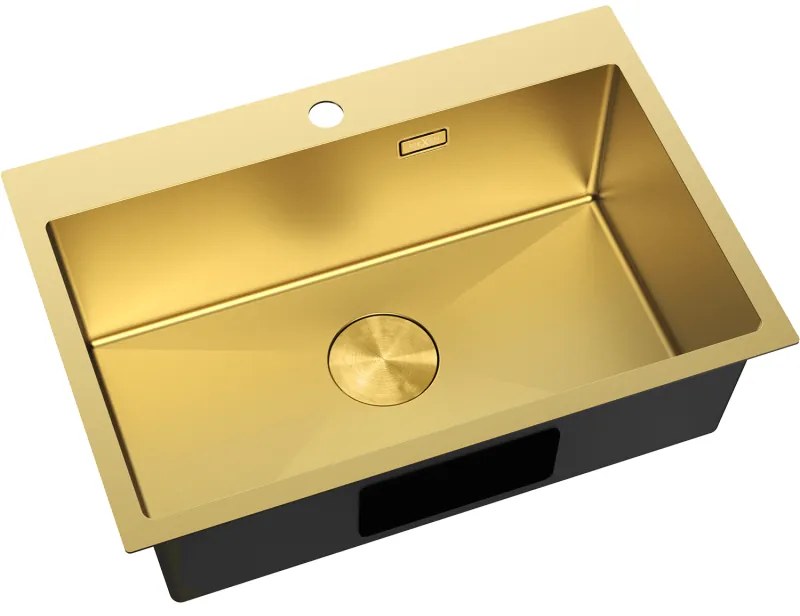 Mexen Solix, 1-komorový nerezový drez 650 x 450 mm, brúsená zlatá, 6403651000-55