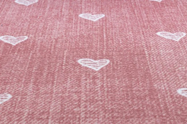 Koberec HEARTS kruh Jeans - ružový