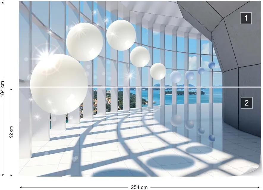 GLIX Fototapeta - 3D Modern Architecture Spheres Vliesová tapeta  - 254x184 cm