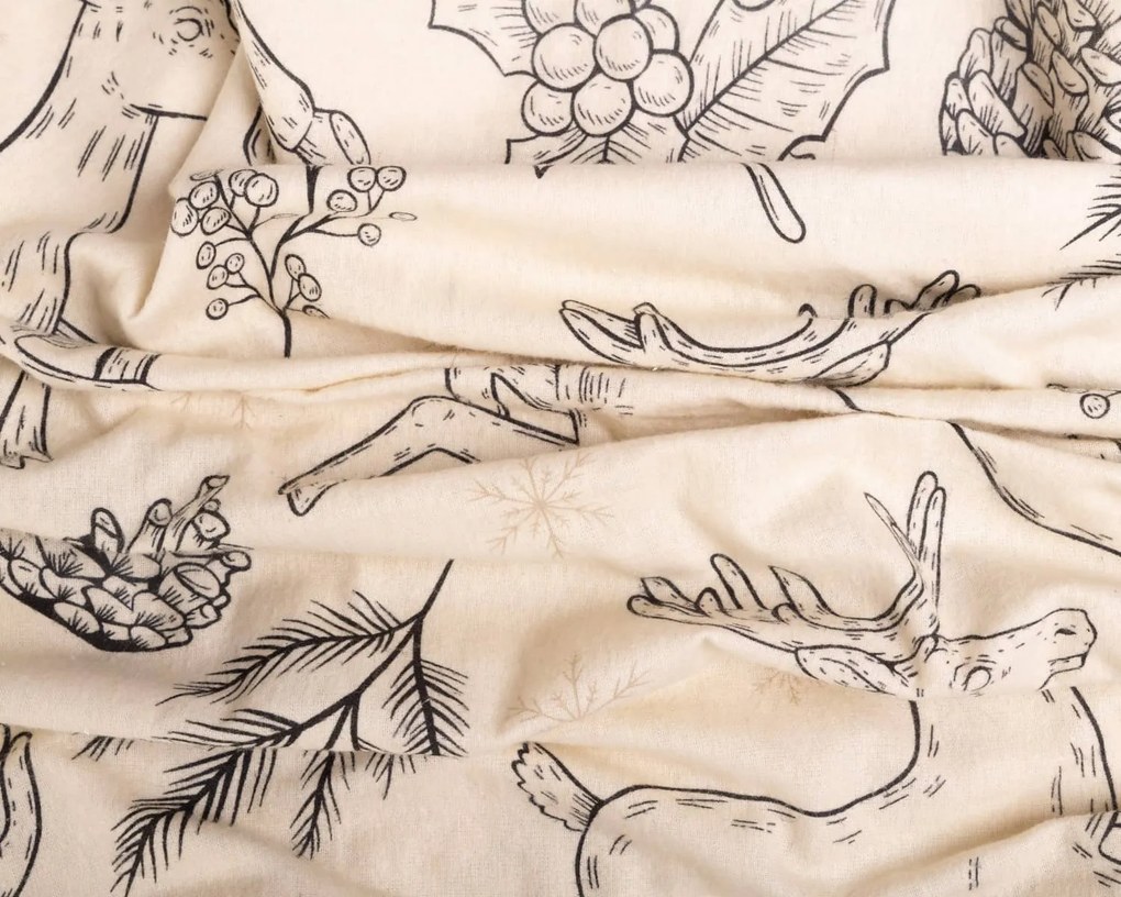 Matex Flanelové obliečky 140x200 + 70x90 cm - Tradičné Vianoce béžové