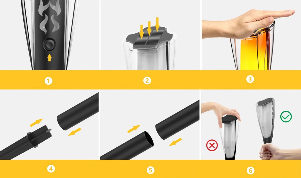 Solárna LED lampa TORCH Premium IP65 - 65 cm