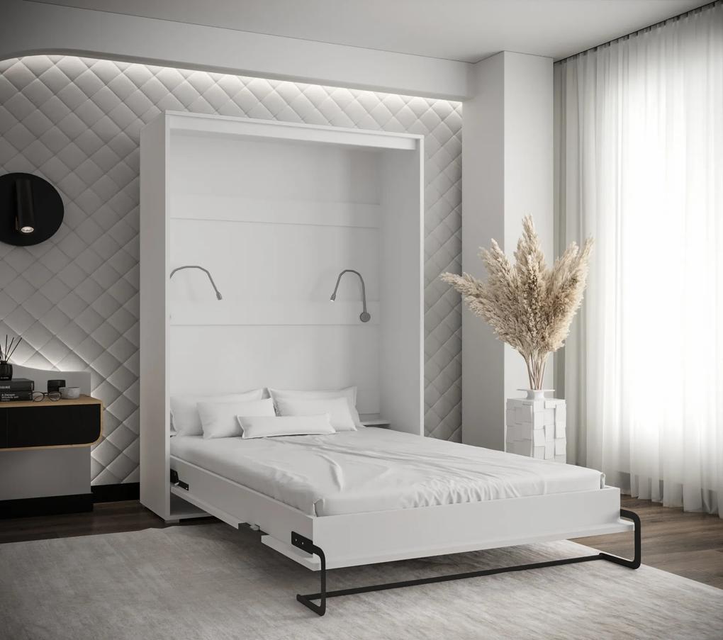 Sklápacia posteľ Peko 140x200cm, biala/čierna, vertikálne