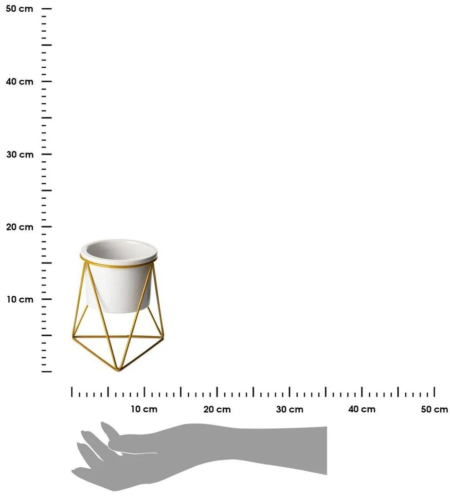 DekorStyle Kvetináč na stojane Sasya 15 cm biely/zlatý