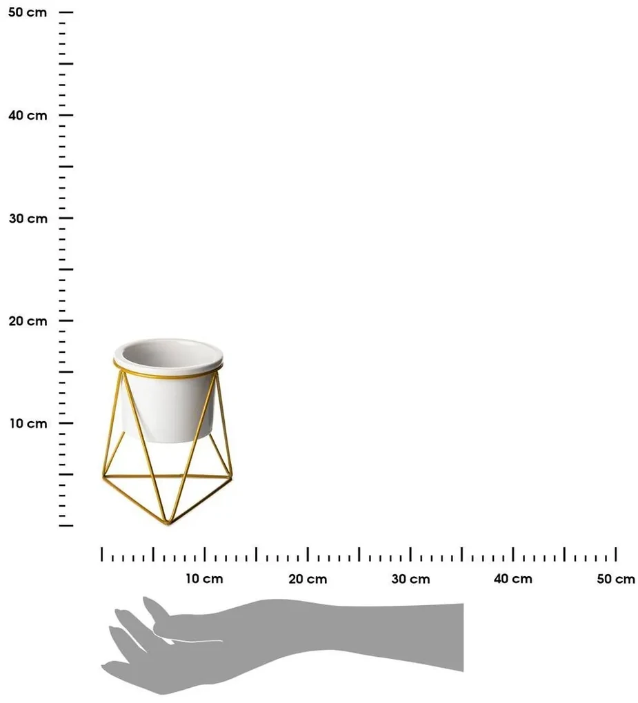 DekorStyle Kvetináč na stojane Sasya 15 cm biely/zlatý