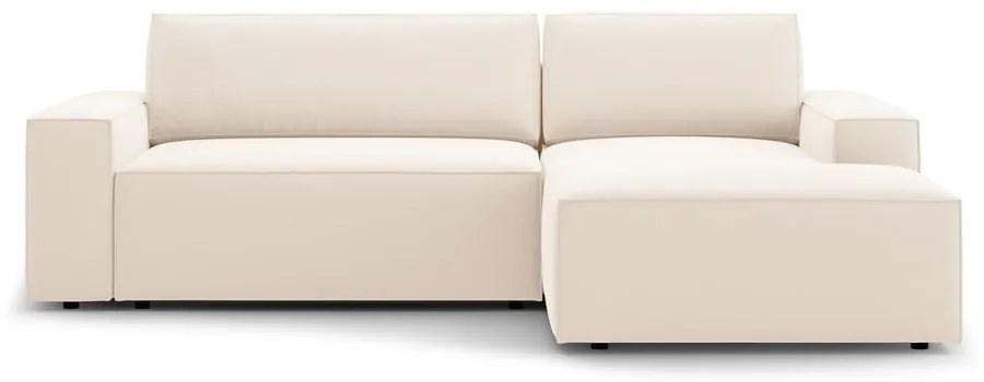 Béžová zamatová rozkladacia/s úložným priestorom rohová pohovka (pravý roh/s leňoškou) Jodie – Micadoni