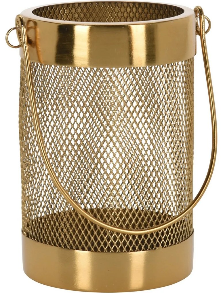 Dekoračný kovový lampáš na sviečku Modern, zlatá