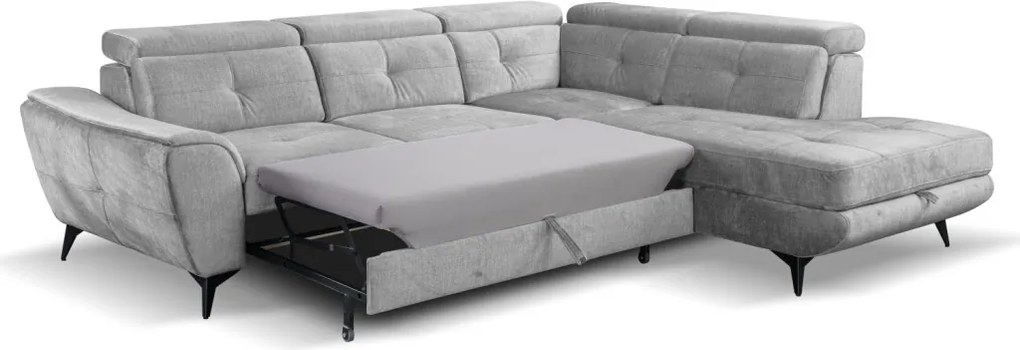 Rohová sedacia súprava Sergio, svetlo šedá látka, pravý roh