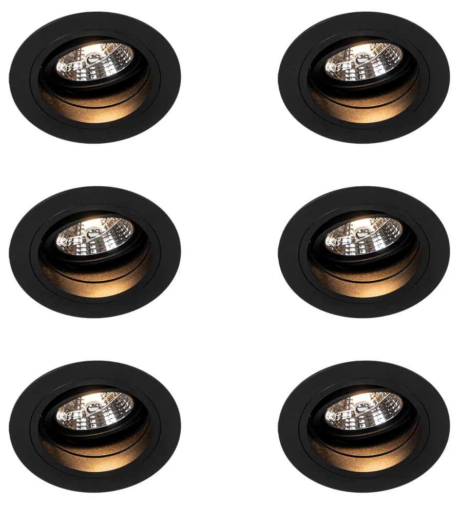 Sada 6 ks Zapustené bodové čierne nastaviteľné okrúhle - skľučovadlo 70