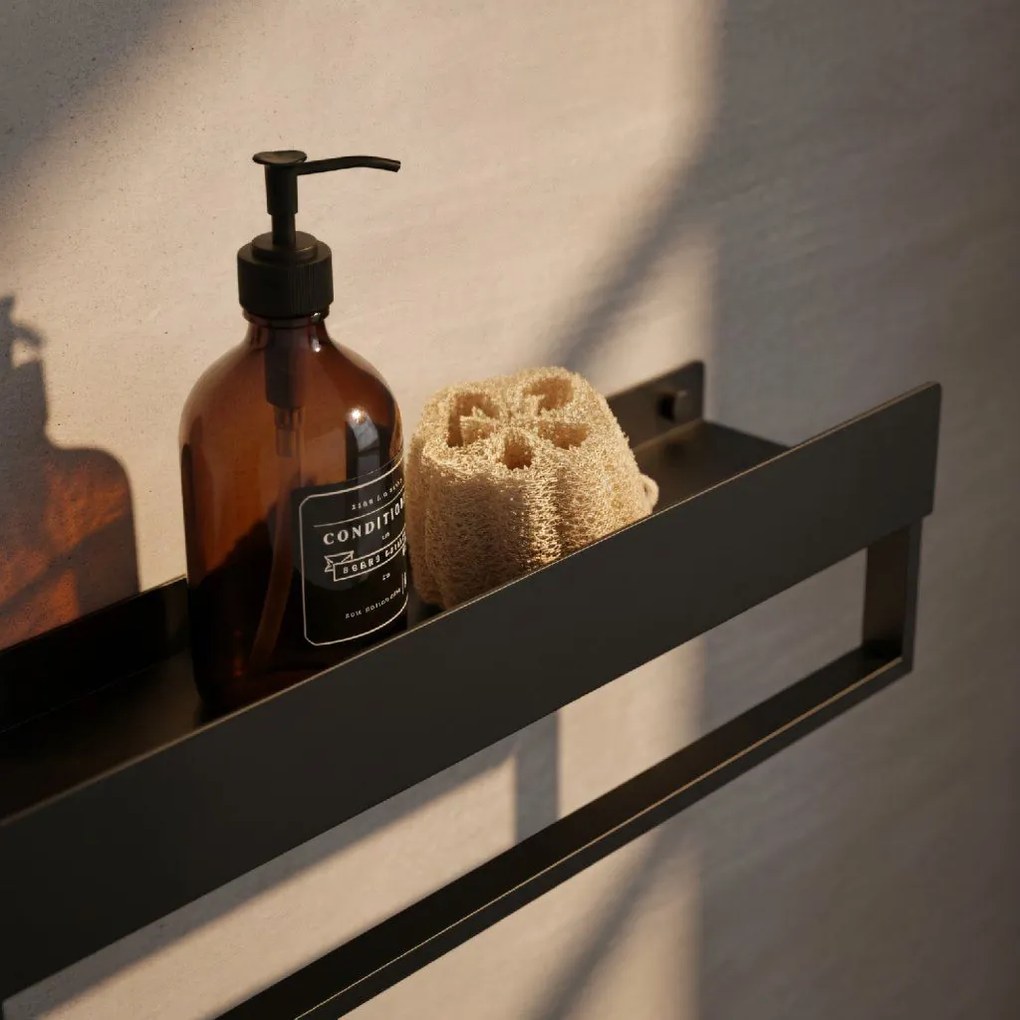 Rea Rea, kúpeľňová polica 60cm SF01, čierna matná, REA-06002