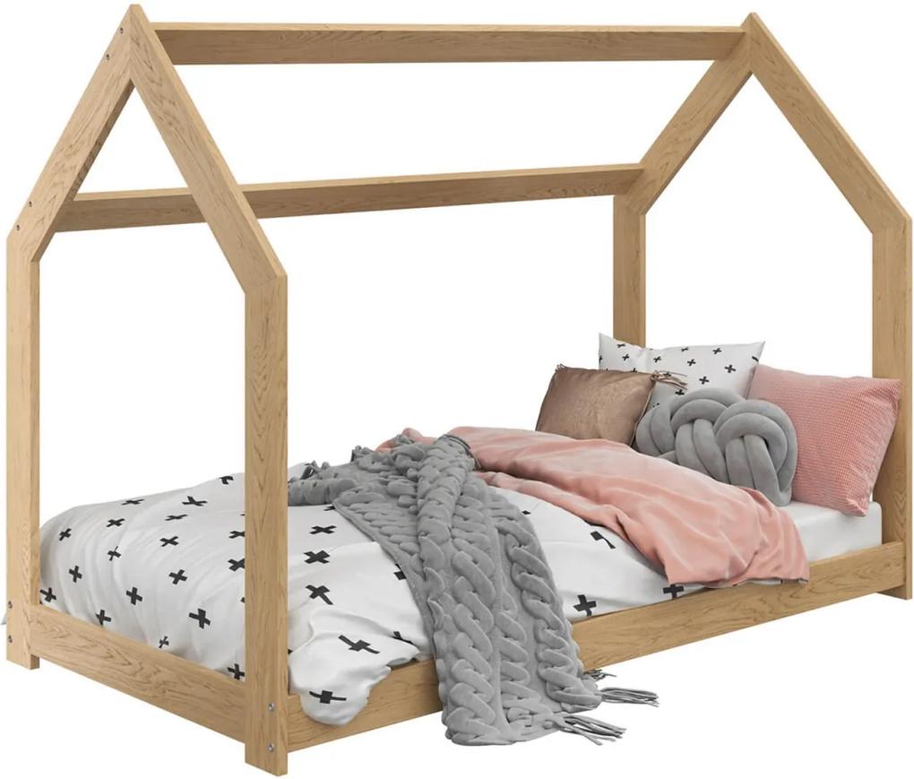AMI nábytok Dětská postel DOMČEK D2 80x160cm masiv borovice