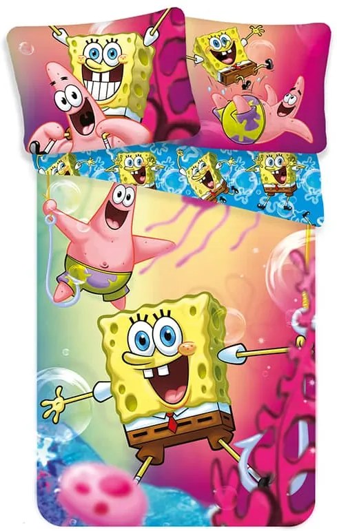 Jerry Fabrics Dětské povlečení SPONGEBOB A PATRIK, bavlna, 140x200, 70x90