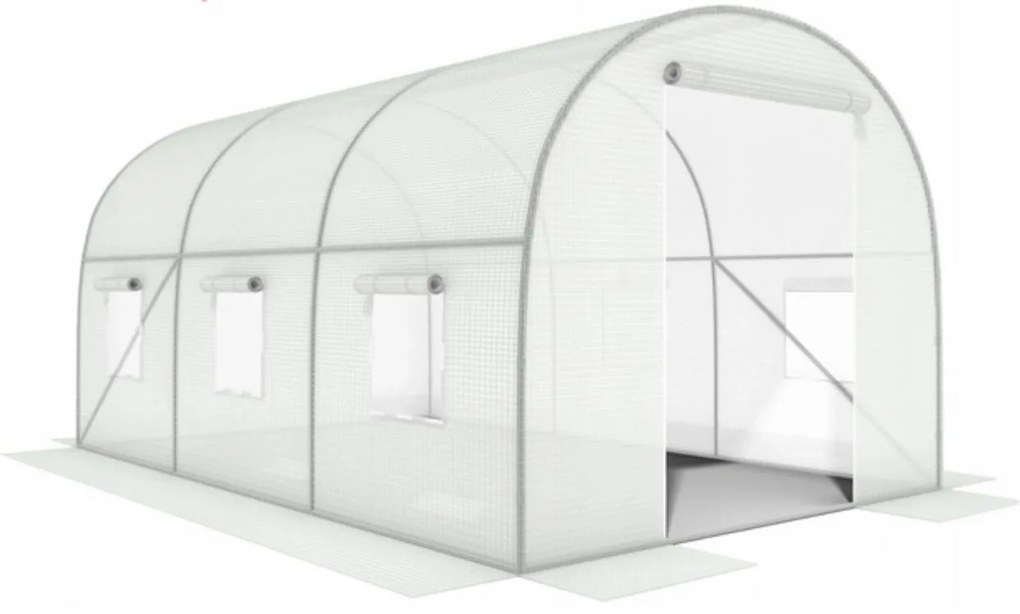 LONGWELL INDUSTRIAL LTD Fóliovník, skleníkový záhradný tunel 3x2x2 m, 2 vchody, kovový rám, biela fólia