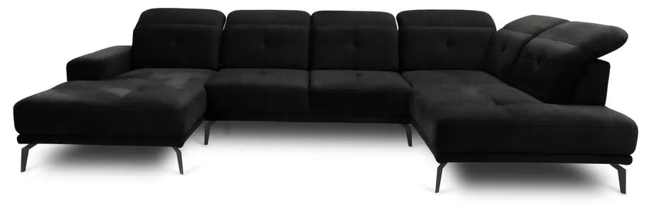 Čierna rohová pohovka (pravý roh/do tvaru "U") Bretan – ELTAP