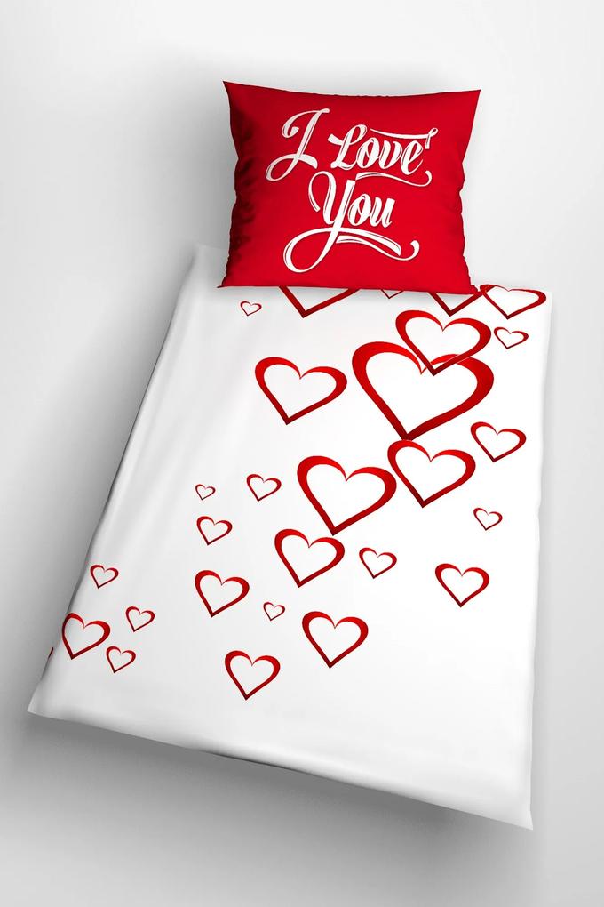 Glamonde Romantické obliečky Afrodite bílá/červená 70×90 cm 140×200 cm na zips