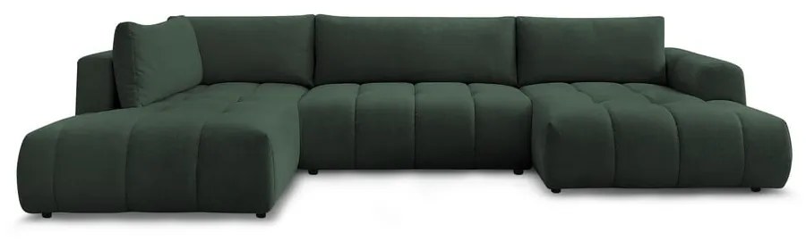 Zelená rozkladacia/s úložným priestorom rohová pohovka (ľavý roh/do tvaru "U") Fuji – Bobochic Paris