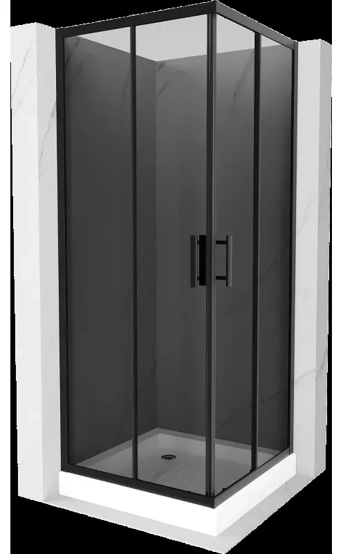 Mexen Rio štvorcová sprchová kabína 80 x 80 cm, grafitová čierna, čierna + závesný bidet Rio, biela- 860-080-080-70-40-4510