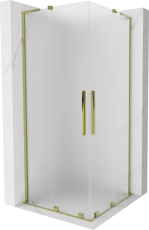 Mexen Velar L Duo, sprchový kút s posuvnými dverami 80 x 80 cm, 8mm sklo námraza, zlatá lesklá, 871-080-080-02-33-50