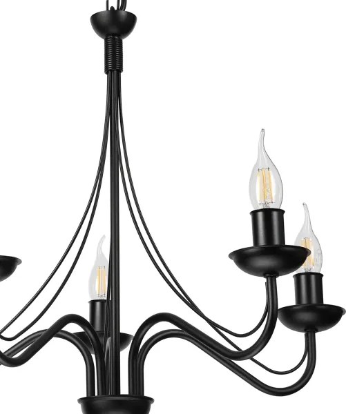 Luster na reťazi ANTON 5xE14/15W/230V čierny