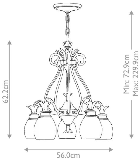 Hinkley HK-PLANTATION5-BB - Luster na reťazi PLANTATION 5xE27/60W/230V zlatá