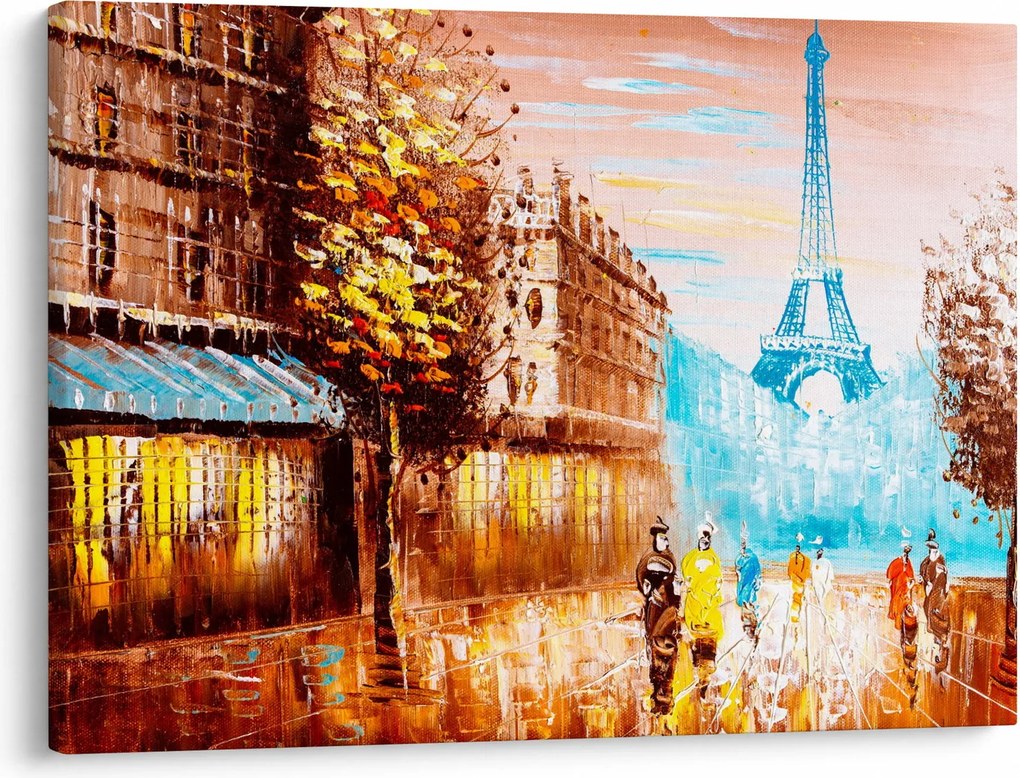 Obraz - Daždivého počasia a Eiffelovej veže (70x50 cm)