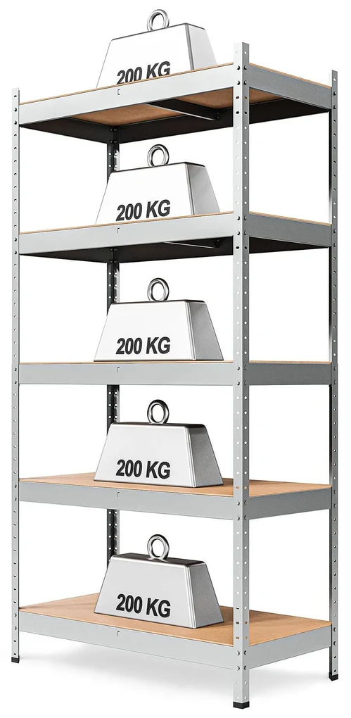 Marbo Kovový REGÁL SÉRIE SOLID 200x110x45 Pozinkovaný Rozmer regálu: 200x110x45, Počet Políc: 5, Celková nosnosť regálu: 1000 KG