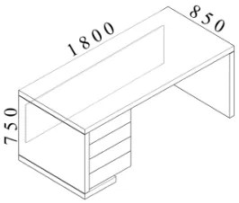 Stôl Lineart 180 x 85 cm + ľavý kontajner