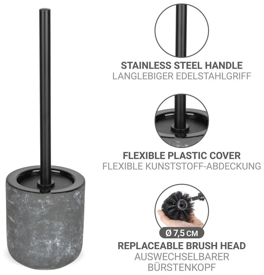 Sivá keramická WC kefa Sacile – Wenko