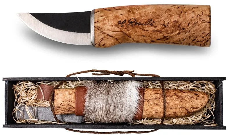 Fínsky nôž Roselli Grandfather 18cm, sobia kožušina / dárkový set