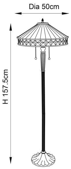Endon 70936 - Stojacia lampa Tiffany FARGO 2xE27/60W/230V priemer 50 cm