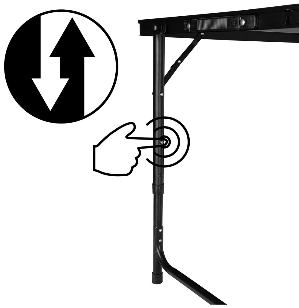 Kempingový rozkladací stôl TRIP II 120x60 cm čierny
