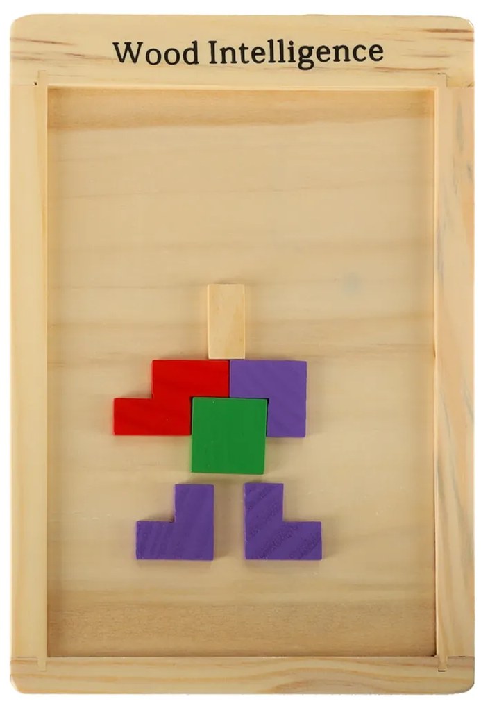 KIK Drevené puzzle tetris bloky 40el.