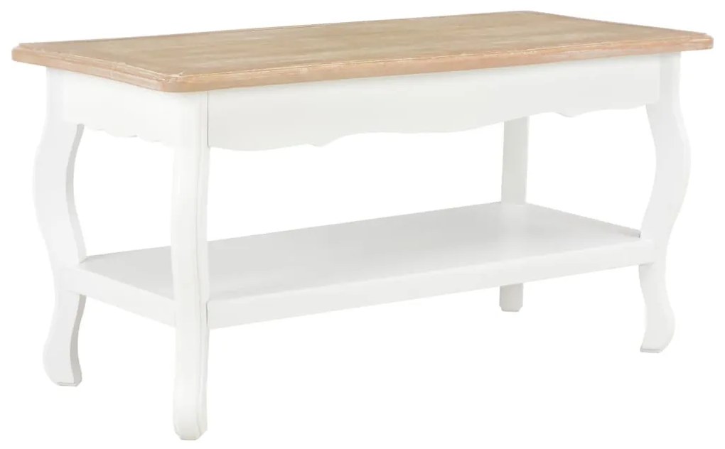 vidaXL Konferenčný stolík bielo-hnedý 87,5x42x44cm masívne borovicové drevo