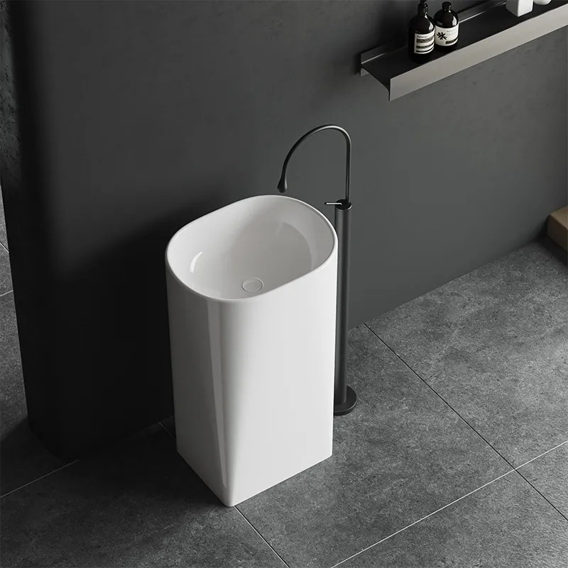 BPS-koupelny Voľne stojace keramické umývadlo HYD-CO-WH-WOF-490 49x38 cm, biele