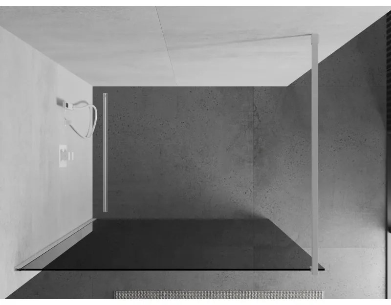 Mexen Kioto, Walk-In sprchová zástena 70 x 200 cm, grafit 8 mm, biely profil, 800-070-101-20-40