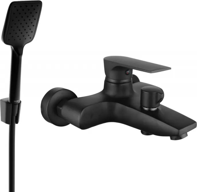 Mexen Axel R62 vaňová batéria so sprchovacím setom, čierna - 7383R62-70