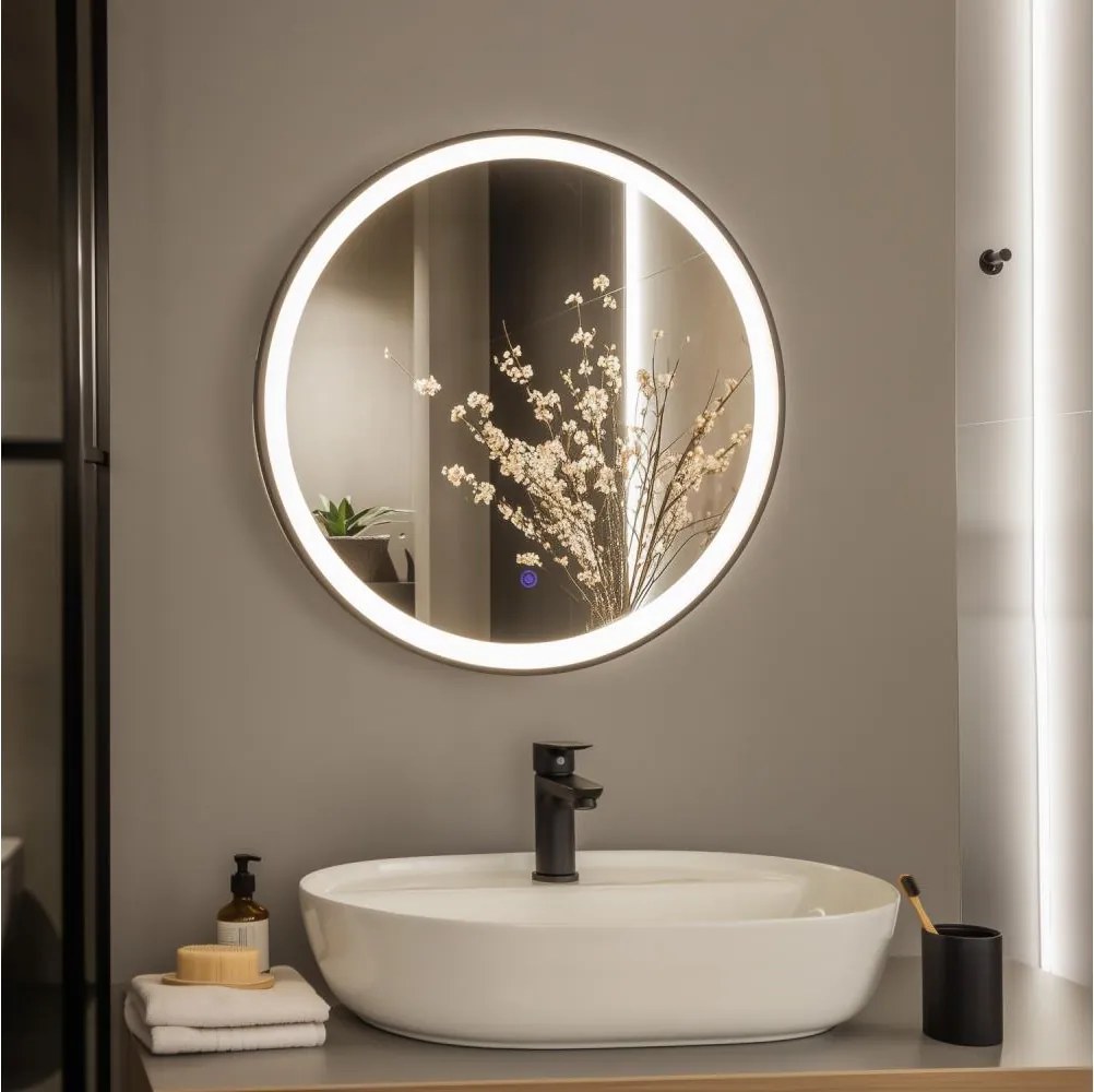Brilagi - LED kúpeľňové zrkadlo ASTI LED/19W/230V 60 cm čierna IP44 CRI 90 stmievateľné + CCT