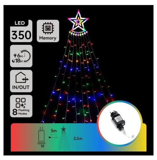 Aigostar - LED RGBY Vonkajšia vianočná dekorácia 350xLED/6W/230V 3,5m IP44