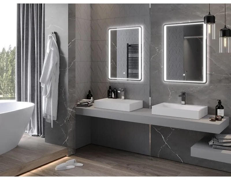Mexen Zusa, LED kúpeľňové zrkadlo s podsvietením 60x80 cm, 6000K, ochrana proti zahmlievaniu, 9808-060-080-611-00
