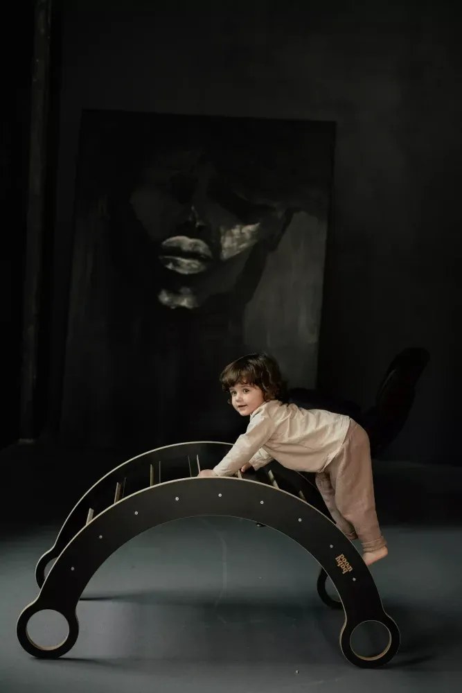 Lezecká súprava 3v1 veľká – hojdačka, šmykľavka a lezecká stena Šedá