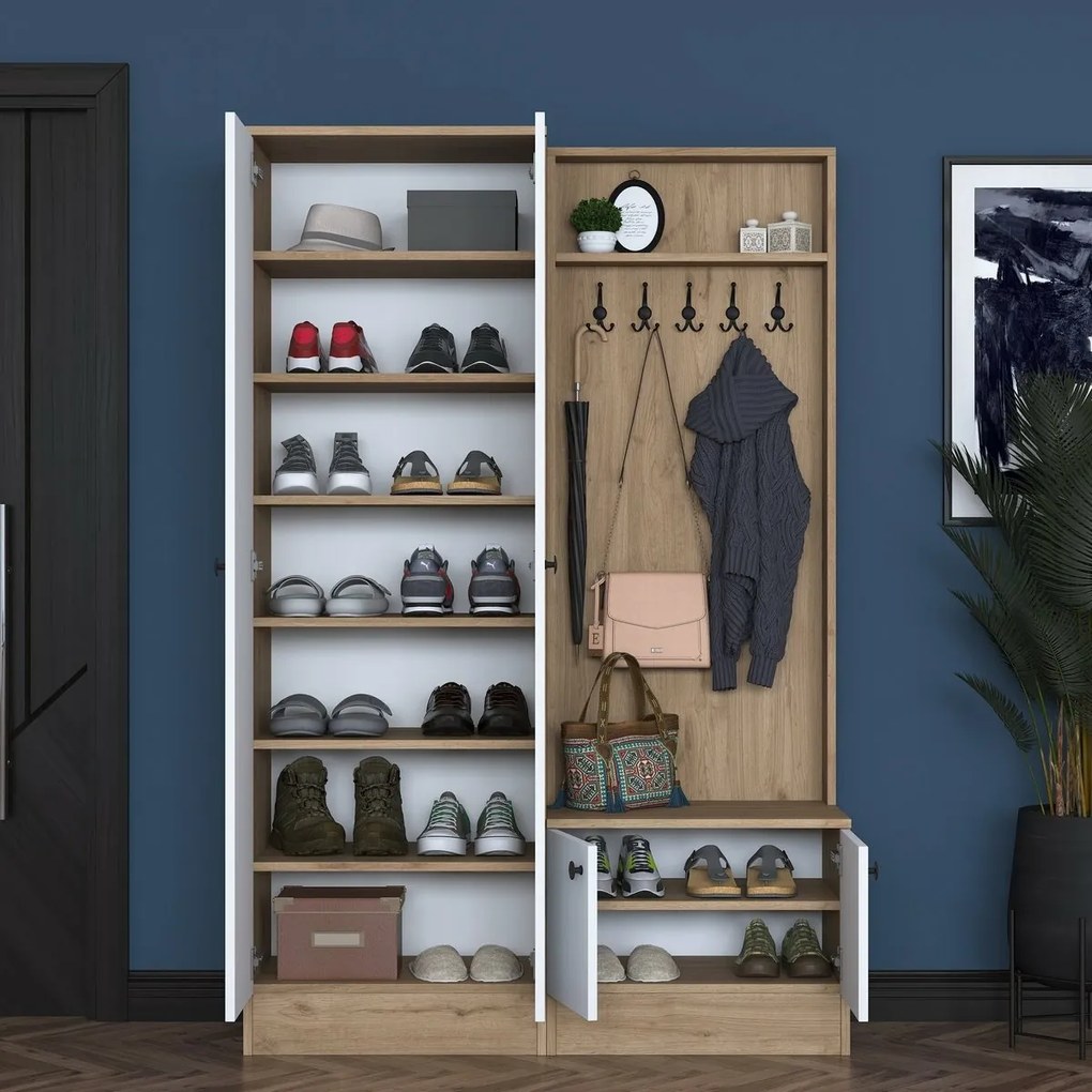 Predsieňová zostava Pone White and Walnut II