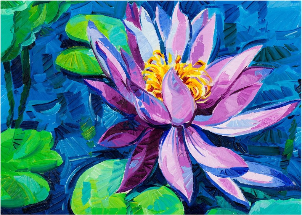Sklenený obraz lekna na vode (70x50 cm)