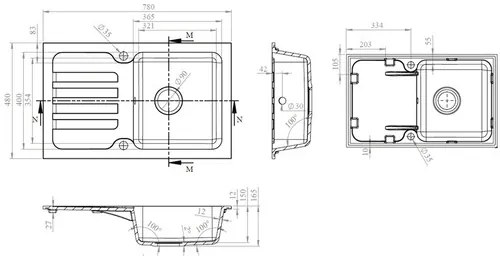 Granitový drez Vima s batériou Teorema 480x780 mm béžový