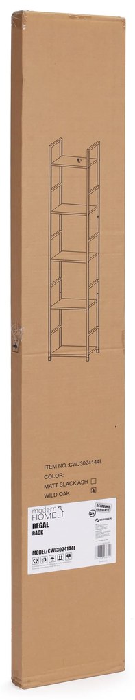 ModernHome MULTISTORE Moderný drevený regál, kovový rám LOFT - 5 políc