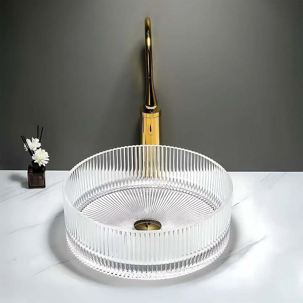 Rea Ingrid, sklenené umývadlo na dosku 360x360x120 mm, číra, REA-U8522