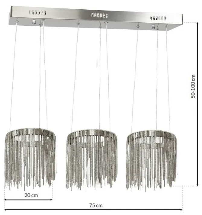 Závesné LED svietidlo Cascata, 1x LED 54w, 3000k, ch