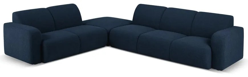 Tmavomodrá rohová pohovka z textílie bouclé (ľavý roh) Molino – Micadoni Home